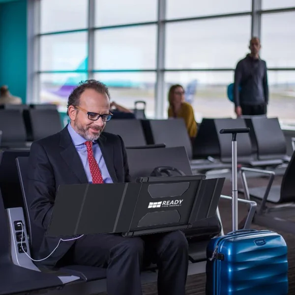 station de trading nomade à l'aéroport